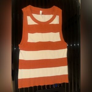 BE COOL Sleeveless in Orange and Cream Stripes